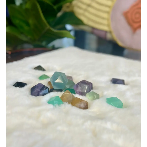 Rainbow Fluorite Octahedron - Tumbles