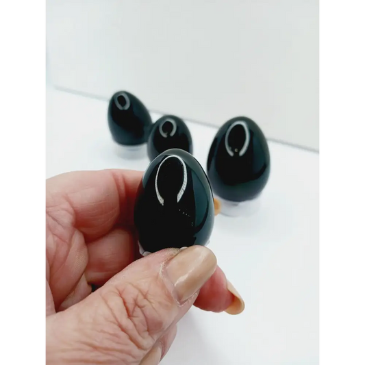 🌈🖤 Rainbow Obsidian Egg – Healing and Protection Intuitive Pick ✨ - Spheres
