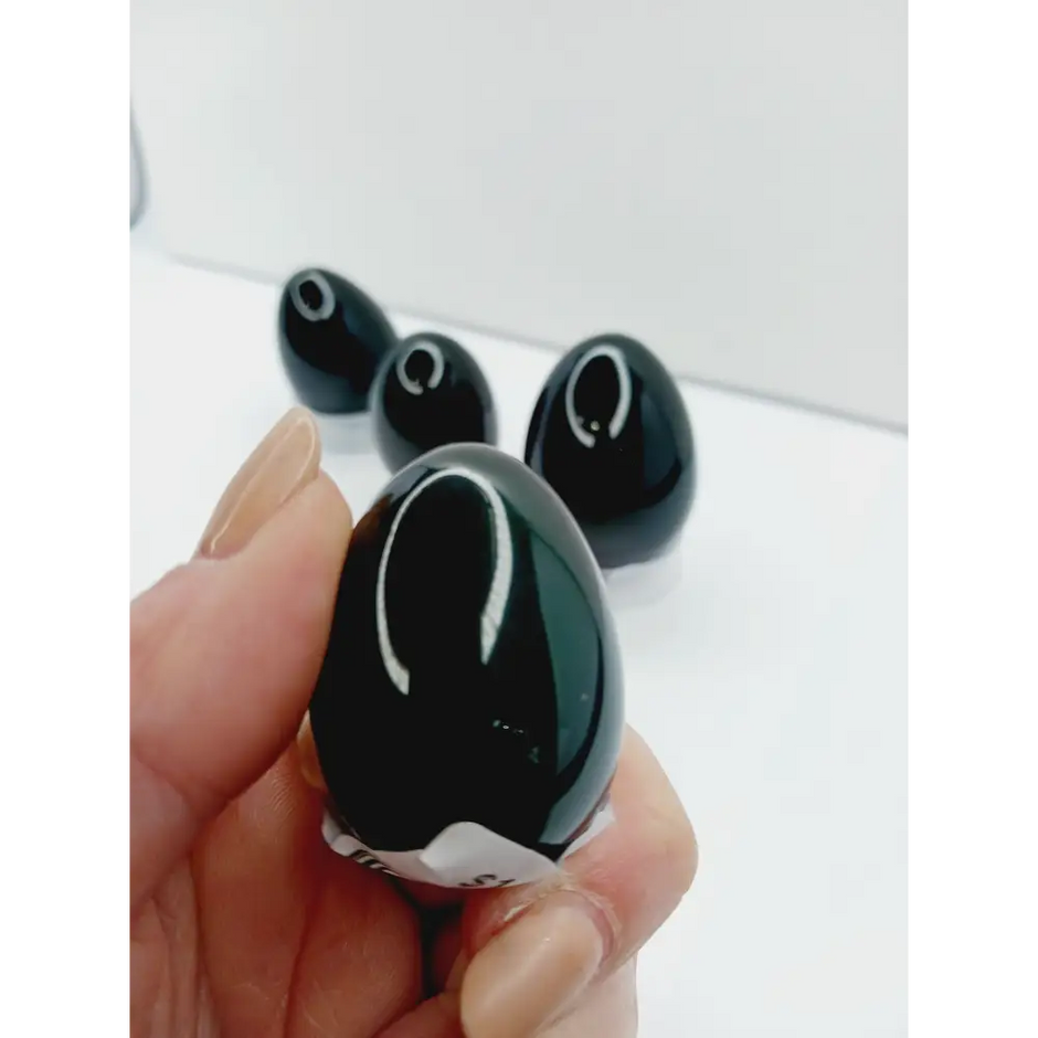 🌈🖤 Rainbow Obsidian Egg – Healing and Protection Intuitive Pick ✨ - Spheres