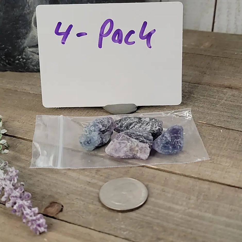 Raw Mixed Fluorite Pieces For Grid-Working - 4-Pack - Grid Working