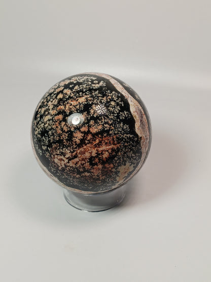 🔴❄️ Red Snowflake Obsidian Sphere 2.5’’ – Balance & Strength ❄️🔴 - 2 - Spheres