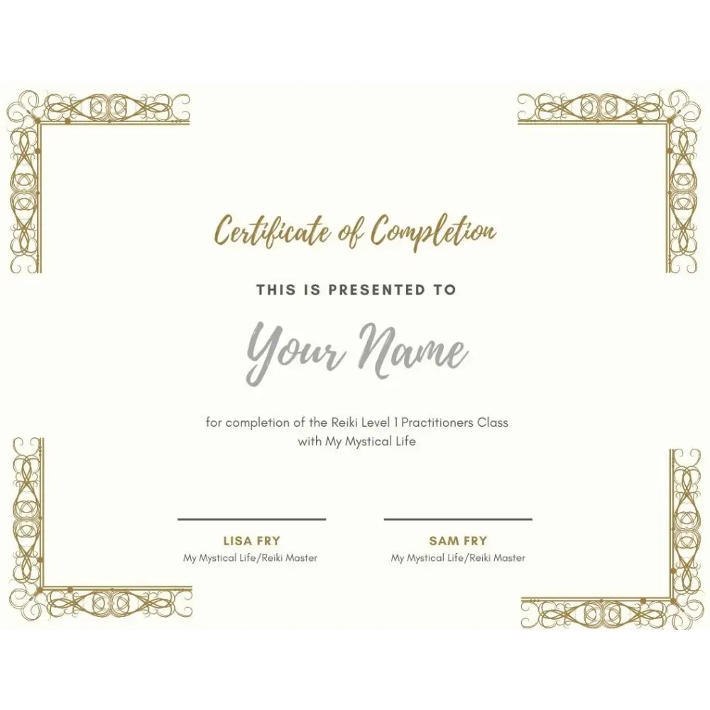 Reiki Level 1 Practitioner Certificate - Classes