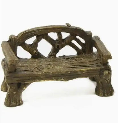 Rattan Resin Chairs for Fairy Gardens - SINGLE BENCH - Fairy Gardens