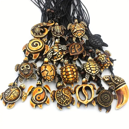Resin turtle necklace featuring a colorful turtle pendant on a cord or chain, displayed on a white background. Perfect for protection, longevity, and ocean magic.