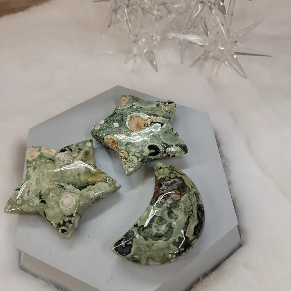 Rhyolite Moon and Stars - Carvings