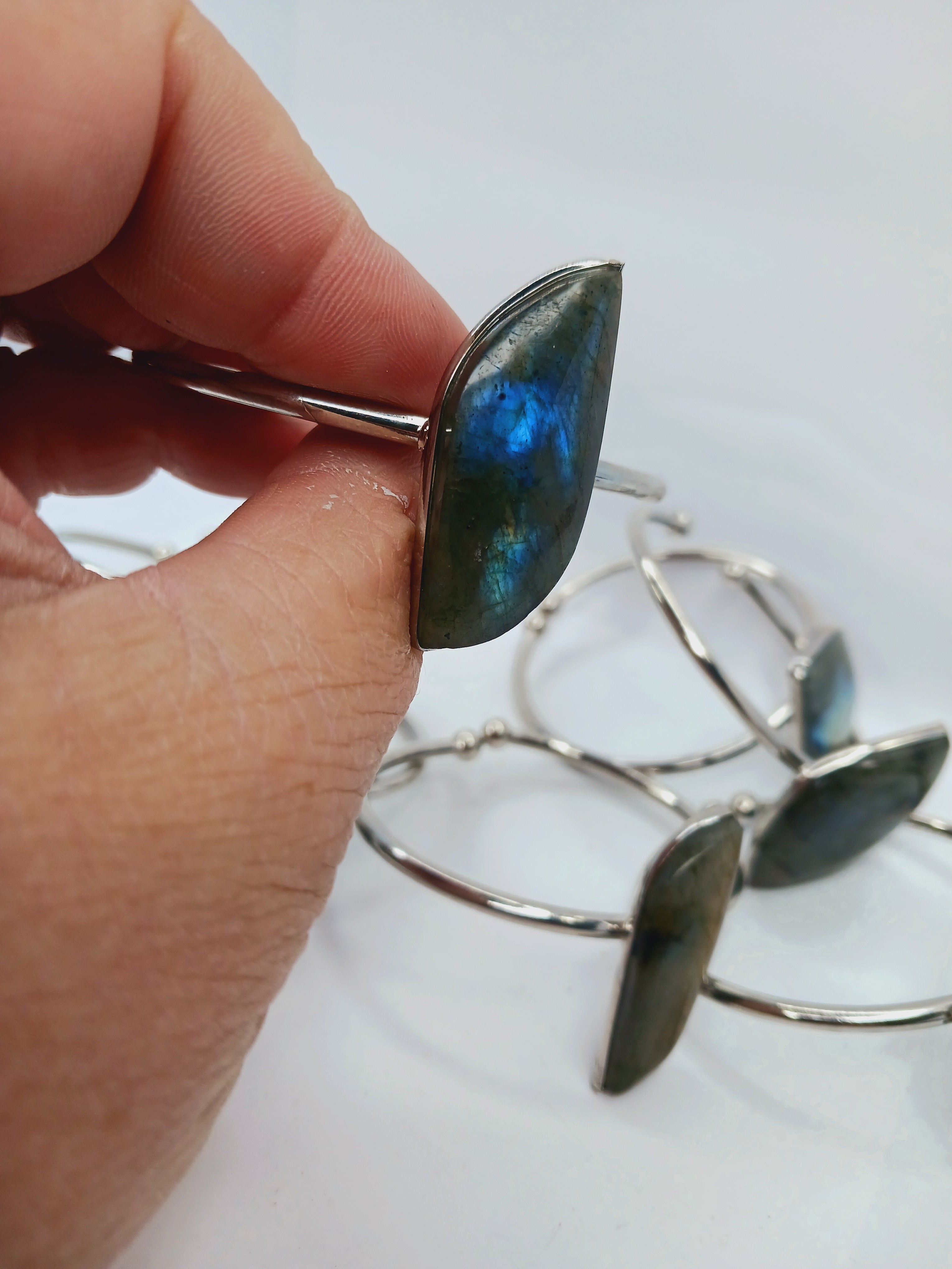 Labradorite Silvertone Bangles – Protection, Intuition and Gorgeous Flash Jewelry