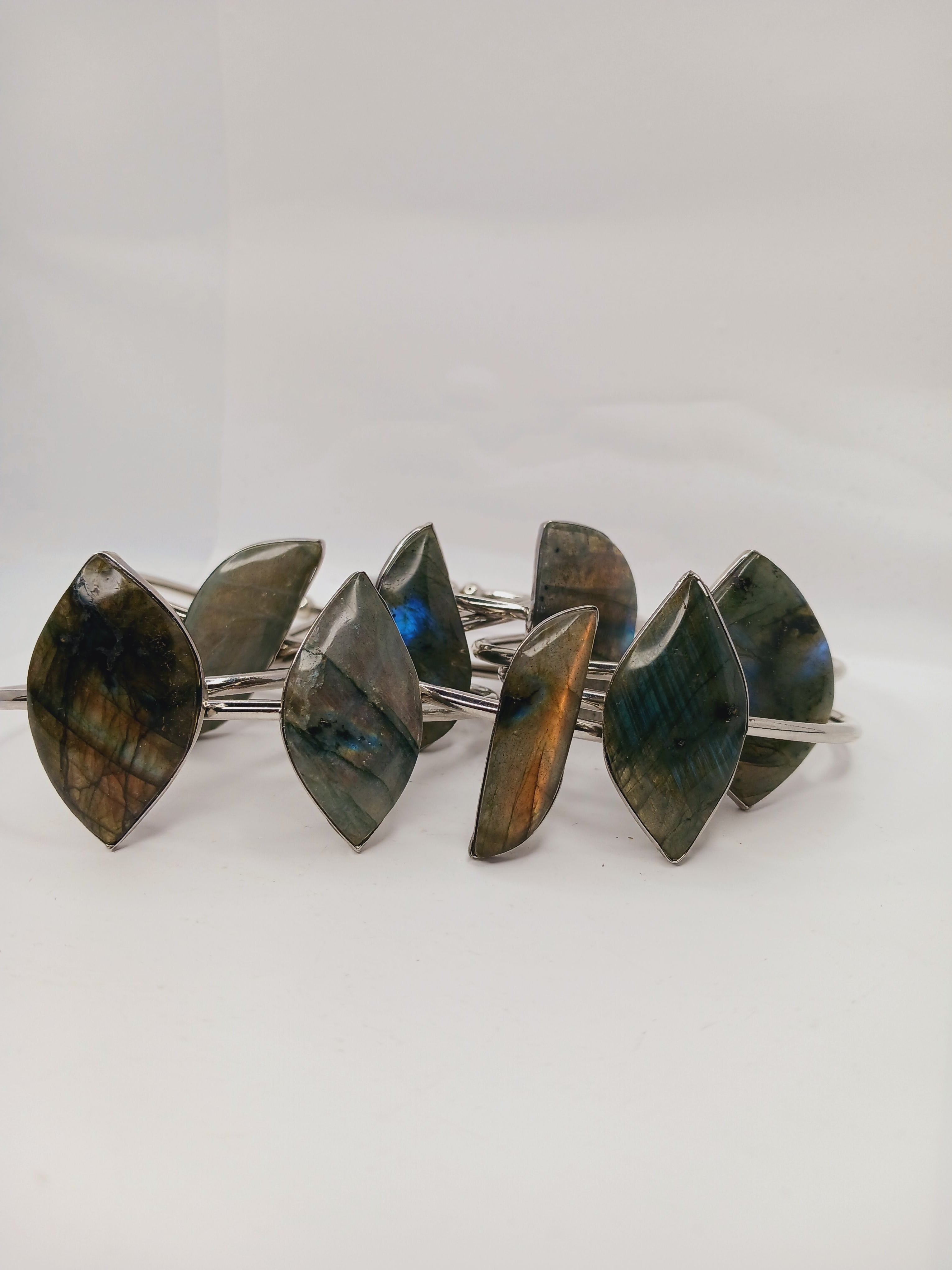 Labradorite Silvertone Bangles – Protection, Intuition and Gorgeous Flash Jewelry