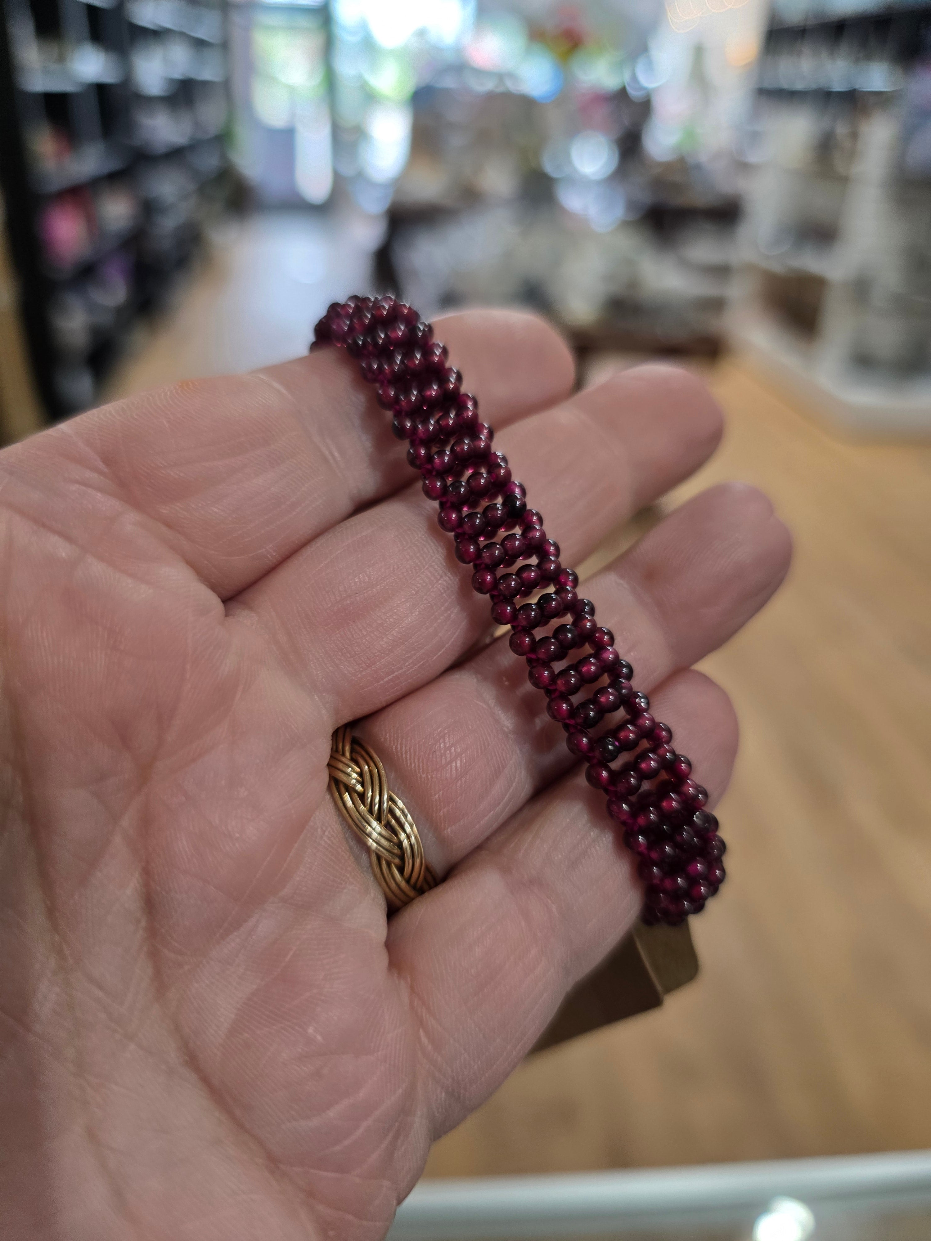 Woven Garnet Stretch Bracelet – Passion and Vitality Crystal Jewelry