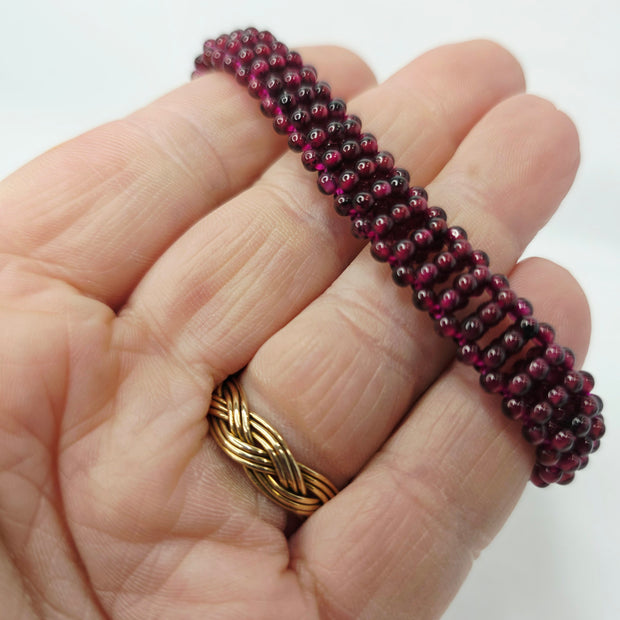 Woven Garnet Stretch Bracelet – Passion and Vitality Crystal Jewelry