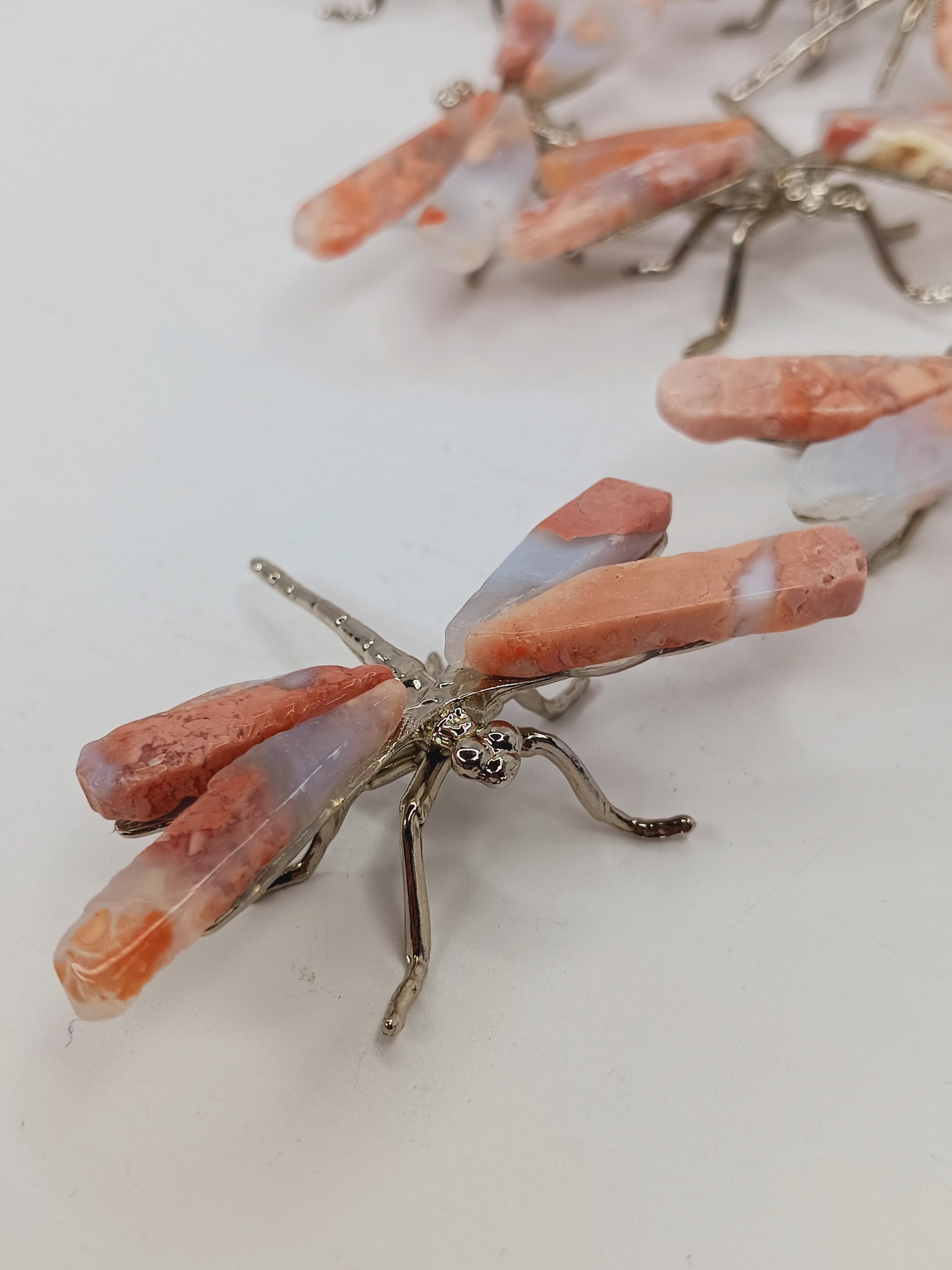 Pink Cotton Agate Dragonfly (2.25 Inch) – Silvertone Body, Peace and New Beginnings