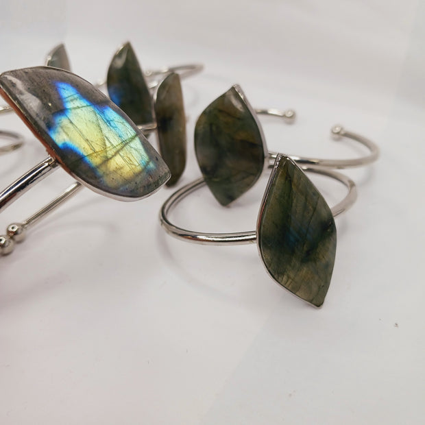 Labradorite Silvertone Bangles – Protection, Intuition and Gorgeous Flash Jewelry