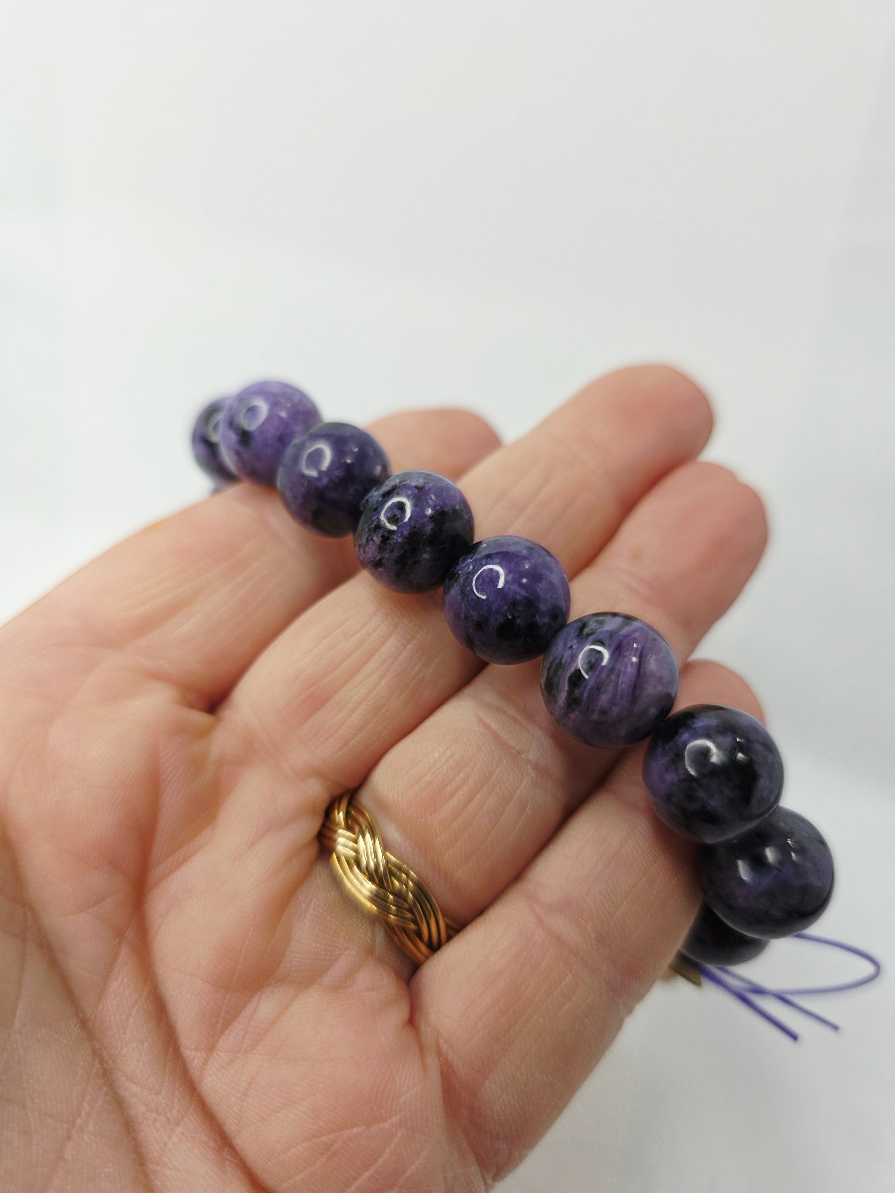 Charoite Bracelet (12mm) – Stretchy Crystal Bracelet for Transformation and Intuition