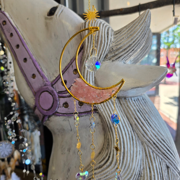 Rose Quartz Moon Crystal Prism (Heart Prisms)