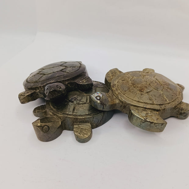 Pyrite Turtle Carving (2.5 Inch) – Abundance, Confidence and Protective Energy