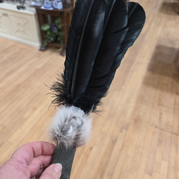 14" Smudge Wand for Energy Clearing | Herkimer Diamond + Feather Wand