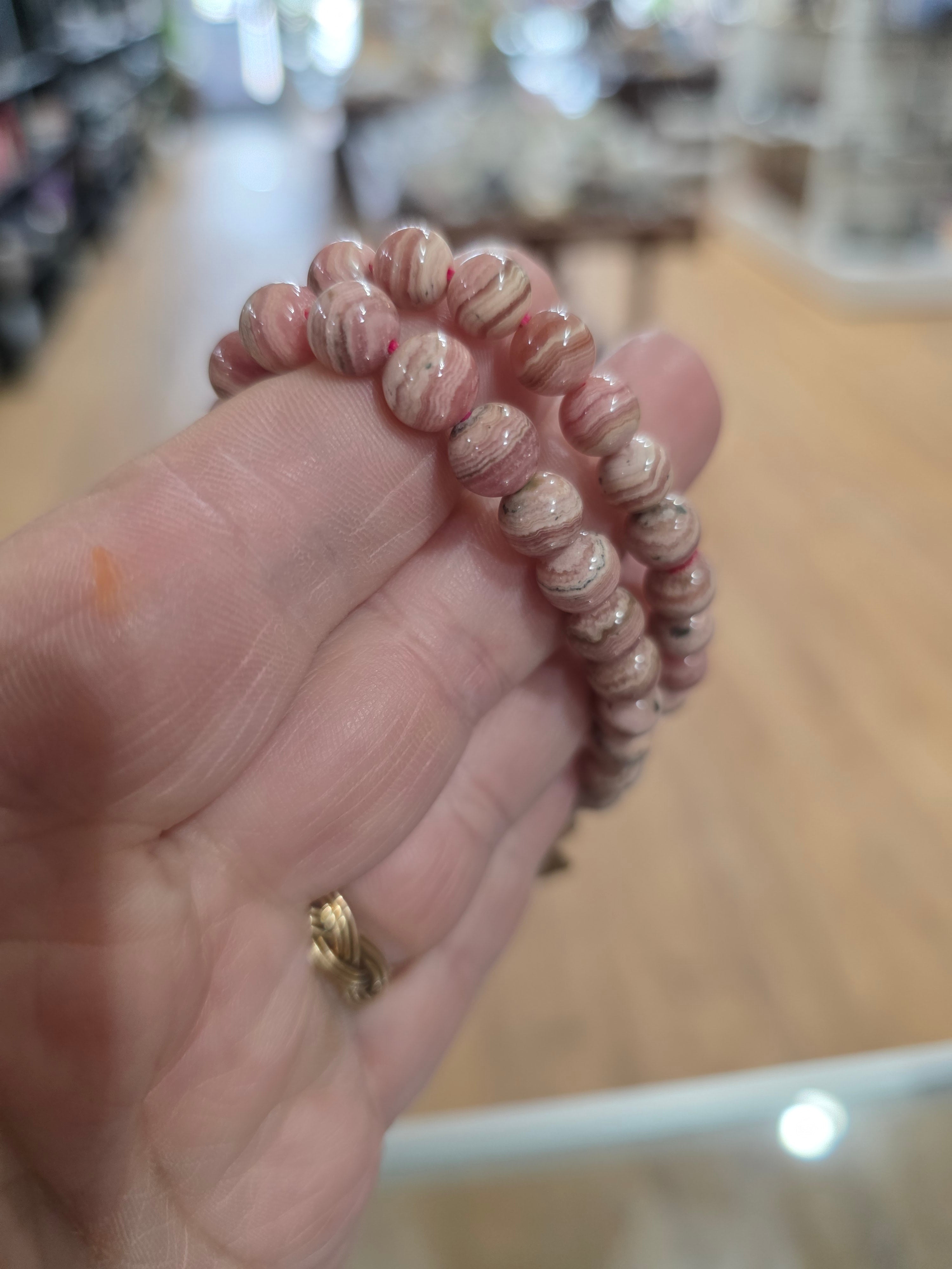 Rhodochrosite Bracelet (7mm) – Stretchy Crystal Bracelet for Self-Love and Emotional Healing