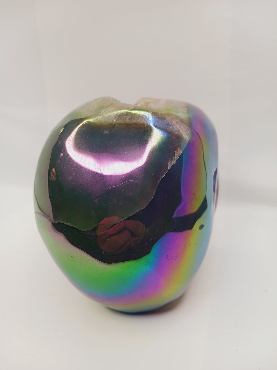 Agate Aura Coated Gemmy Druzy Skull (6.25 x 4