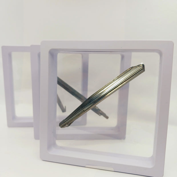 Stibnite Specimen in Display Frame (3"–3.5") – Striking Metallic Crystal Display