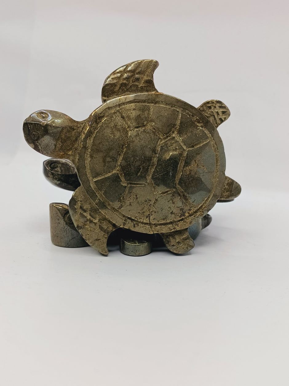 Pyrite Turtle Carving (2.5 Inch) – Abundance, Confidence and Protective Energy