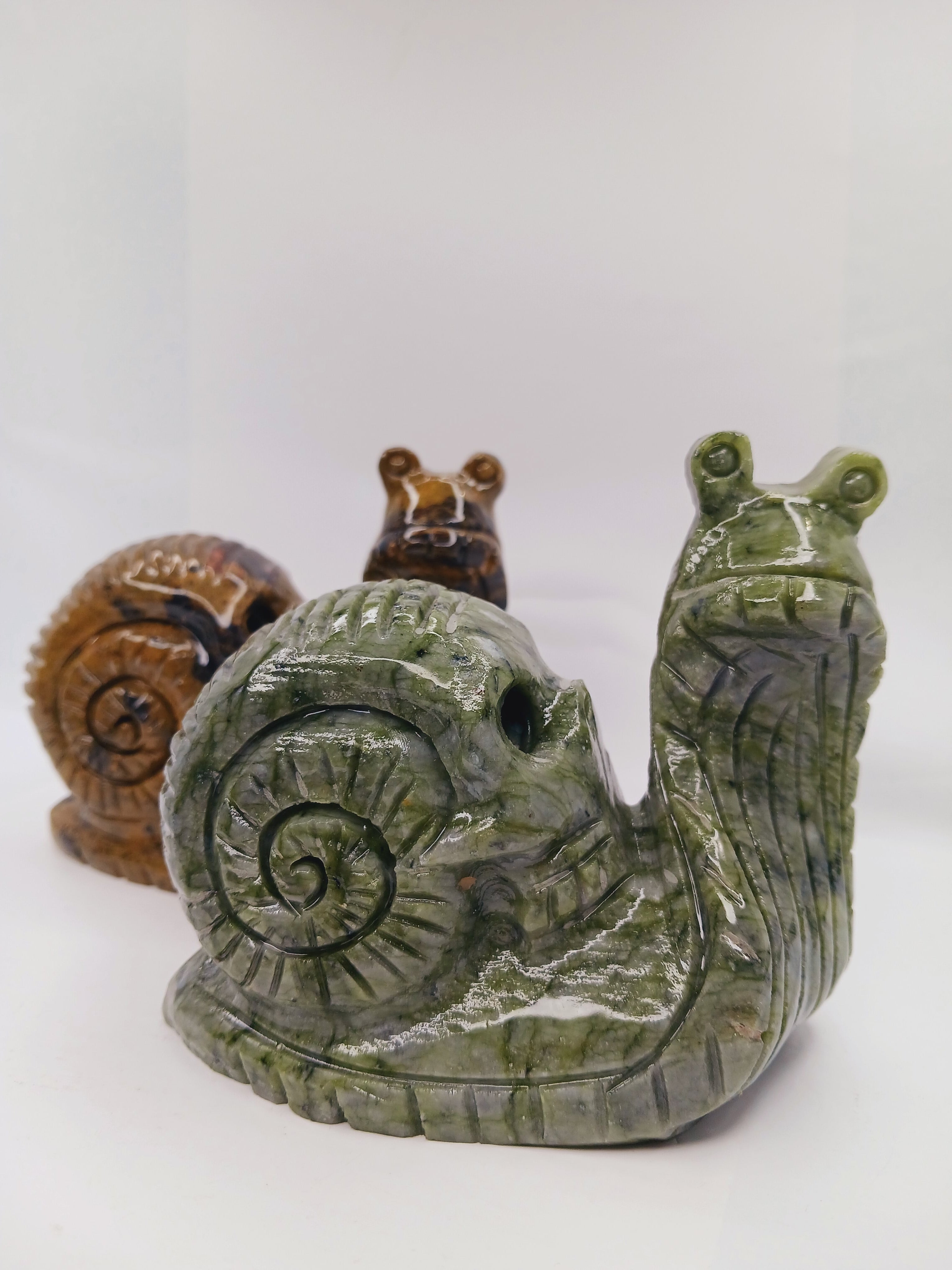 Mountain Jasper and Jade Alien Figurine (4
