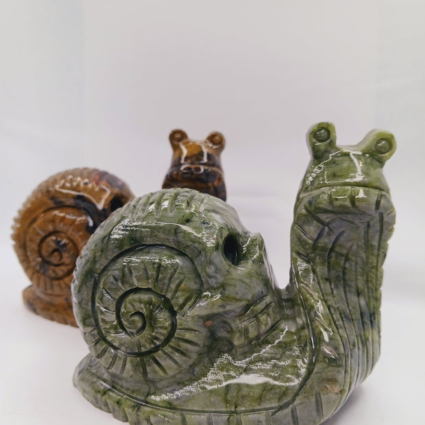 Mountain Jasper and Jade Alien Figurine (4") – Hand-Carved Crystal Statue