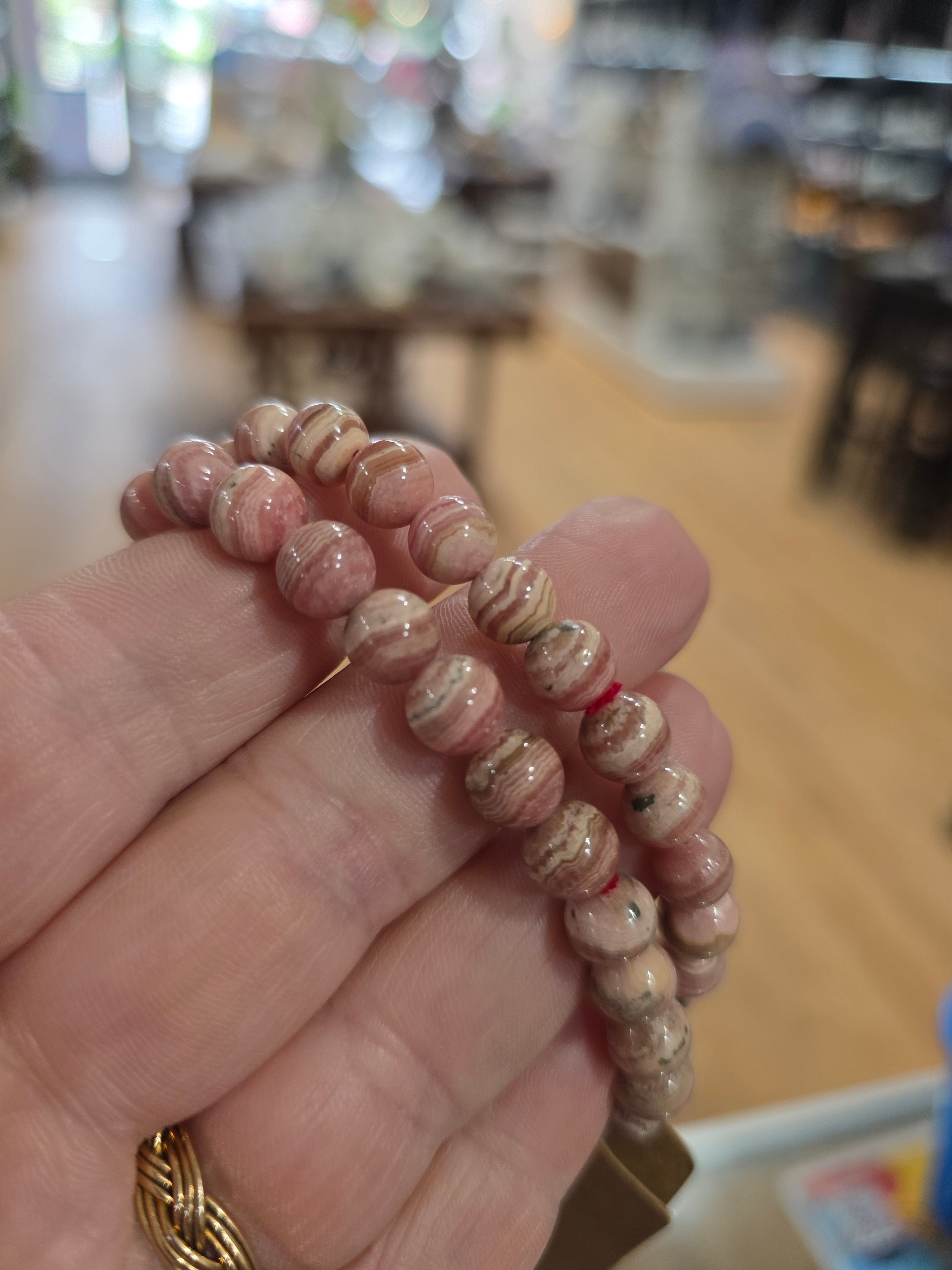 Rhodochrosite Bracelet (7mm) – Stretchy Crystal Bracelet for Self-Love and Emotional Healing