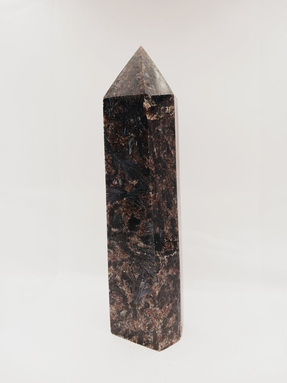Huge Astrophyllite (Afvedsonite) and Garnet Tower – Cosmic Insight, Strength and Manifestation ✨