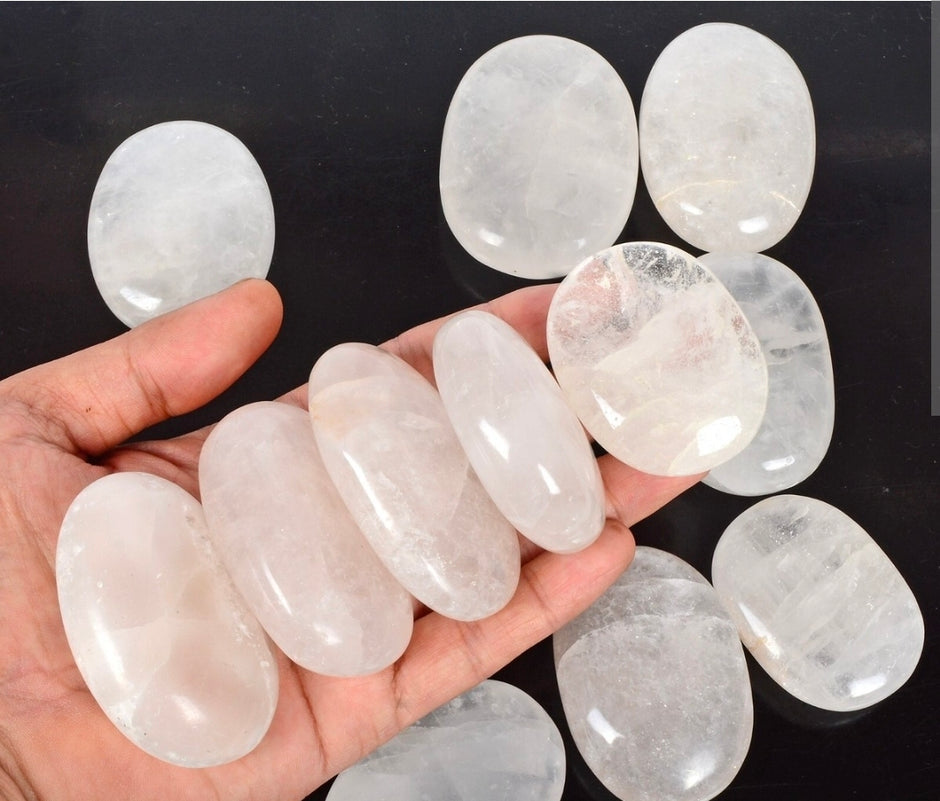 Milky Clear Quartz Palmstone – Clarity, Amplification and Healing