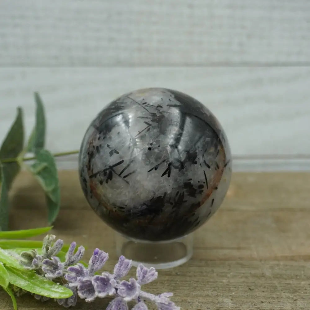 Rutilated BLACK TOURMALINE/QUARTZ SPHERE - Spheres