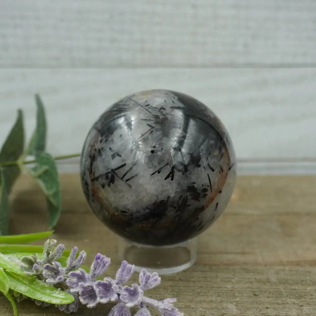 Rutilated BLACK TOURMALINE/QUARTZ SPHERE - Spheres