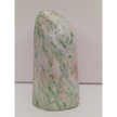 Sausserite freeform with soothing green hues and a unique, polished shape, displayed on a white background.