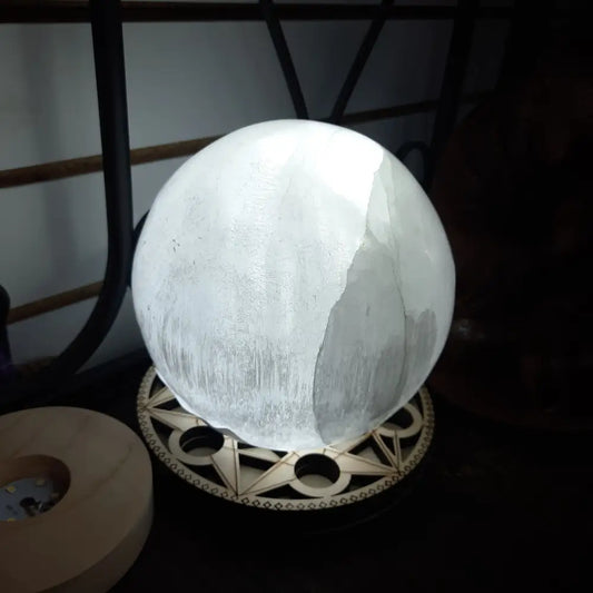 Selenites Sphere with Lighted Base - Spheres