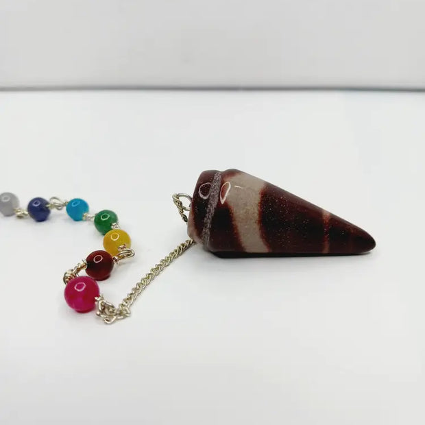 🕉️🔮 Shiva Lingam Pendulum with Chakra Stone Chain – Balance Spiritual Insight and Sacred Energy ✨ Pendulums & Mats