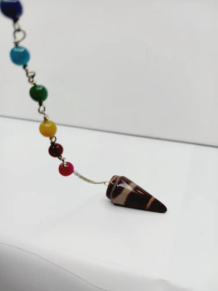🕉️🔮 Shiva Lingam Pendulum with Chakra Stone Chain – Balance Spiritual Insight and Sacred Energy ✨ Pendulums & Mats