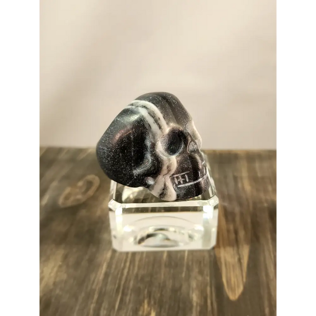 💀 Skull Rings - Green Aventurine & Black and White Calcite (Shamanite) ✨ - Shamanite - Jewelry