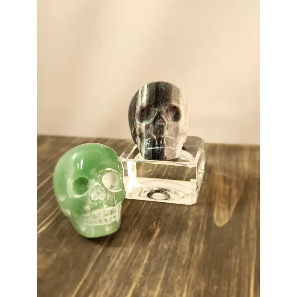 💀 Skull Rings - Green Aventurine & Black and White Calcite (Shamanite) ✨ - Jewelry