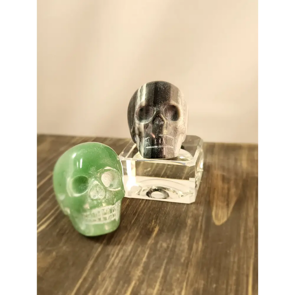 💀 Skull Rings - Green Aventurine & Black and White Calcite (Shamanite) ✨ - Jewelry