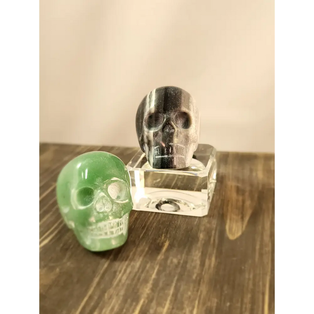 💀 Skull Rings - Green Aventurine & Black and White Calcite (Shamanite) ✨ - Jewelry