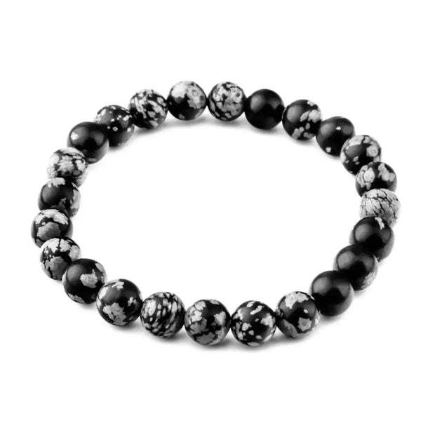 ❄️🖤 Snowflake Obsidian Bracelet 8mm – Balance Purification and Insight ✨ - OMC BRACELETS