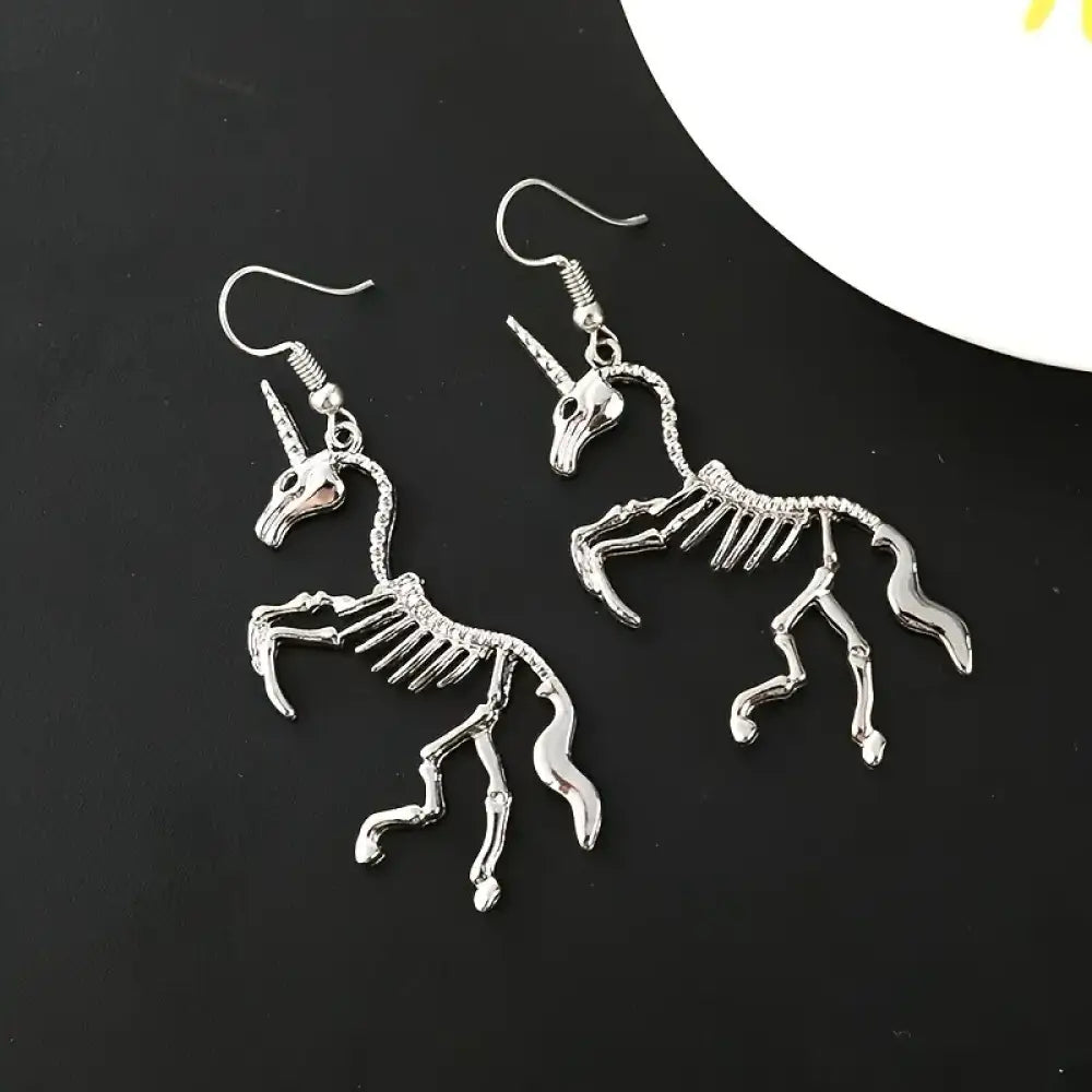 Spooky Earring Collection – Horror Film and Gothic Story Inspired Jewelry - Unicorn Skeleton
