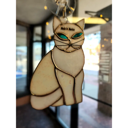 🐾 Stained Glass Cats - 4 3/4’’ 🌈 - White - Home Decor