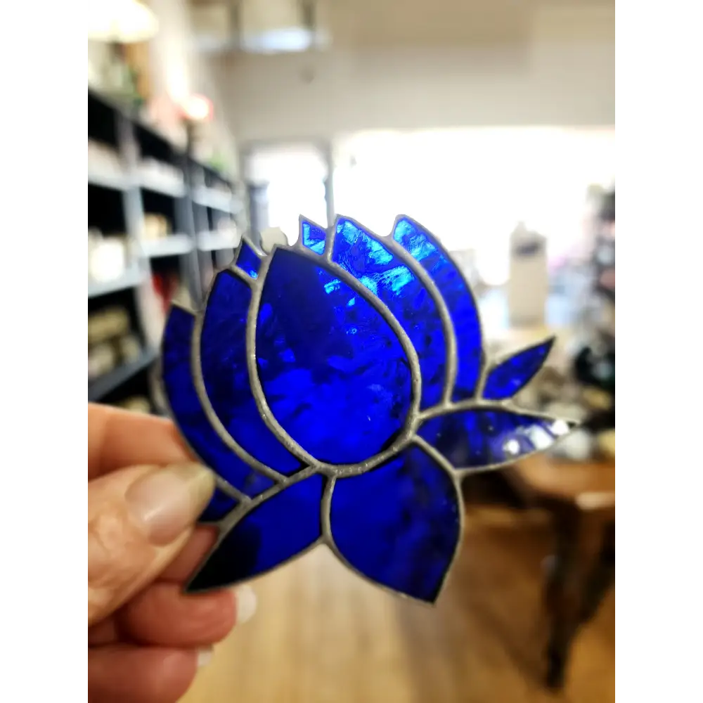 🌸 Stained Glass Lotus Flowers - 3.5’’ (Assorted Colors) 🌈 - Blue - Home Decor