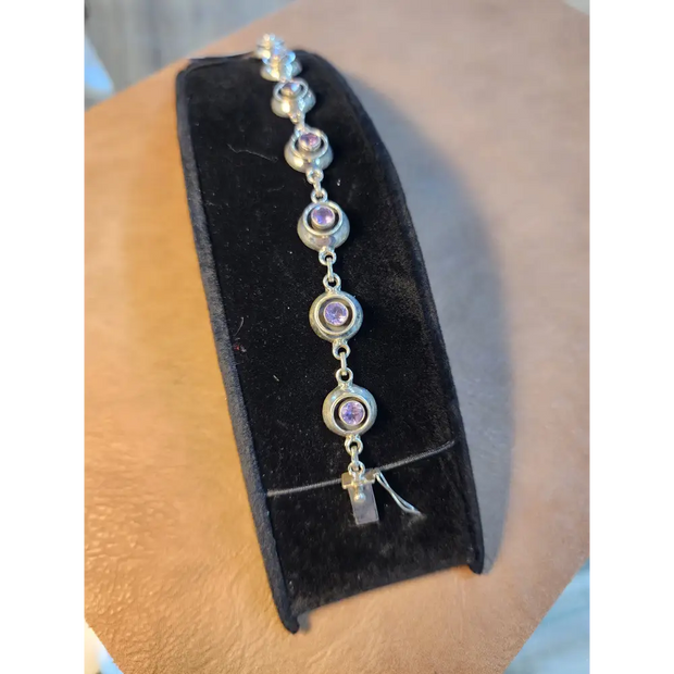 ✨ Sterling Silver Amethyst Shadowbox Bracelet ✨ - Jewelry