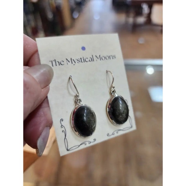 ✨ Sterling Silver Gold Sheen Obsidian Earrings ✨ - Jewelry