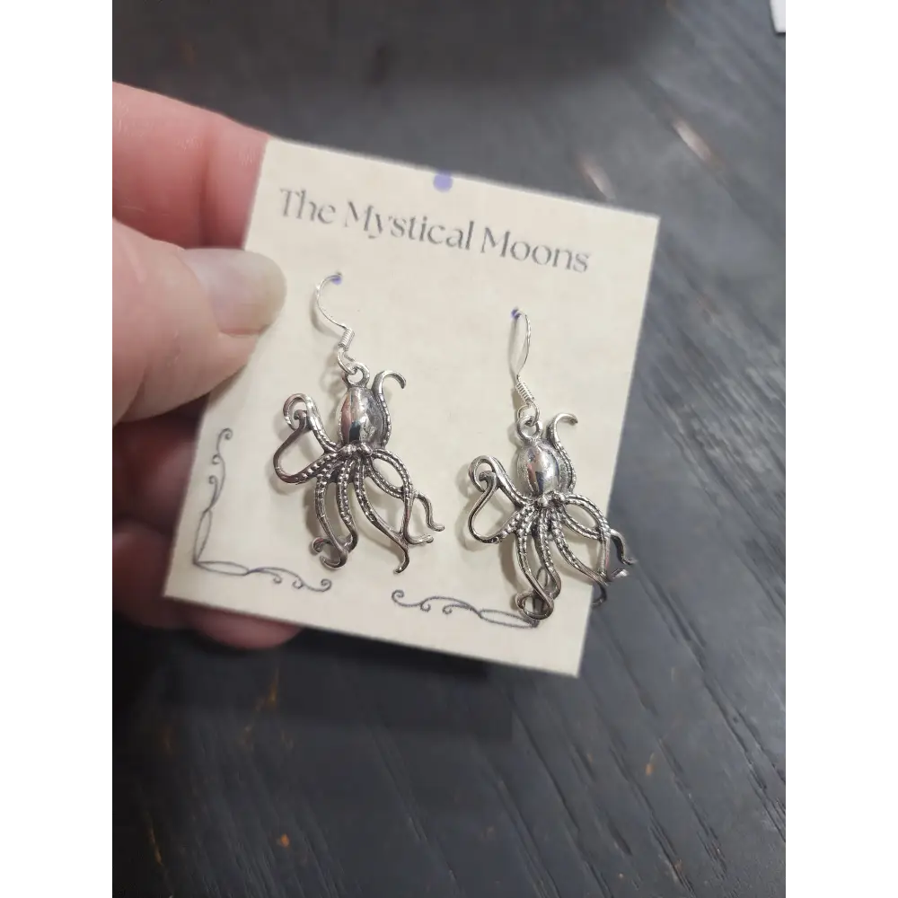 🐙 Sterling Silver Octopus Earrings - 1 1/8’’ 🌊 - Jewelry