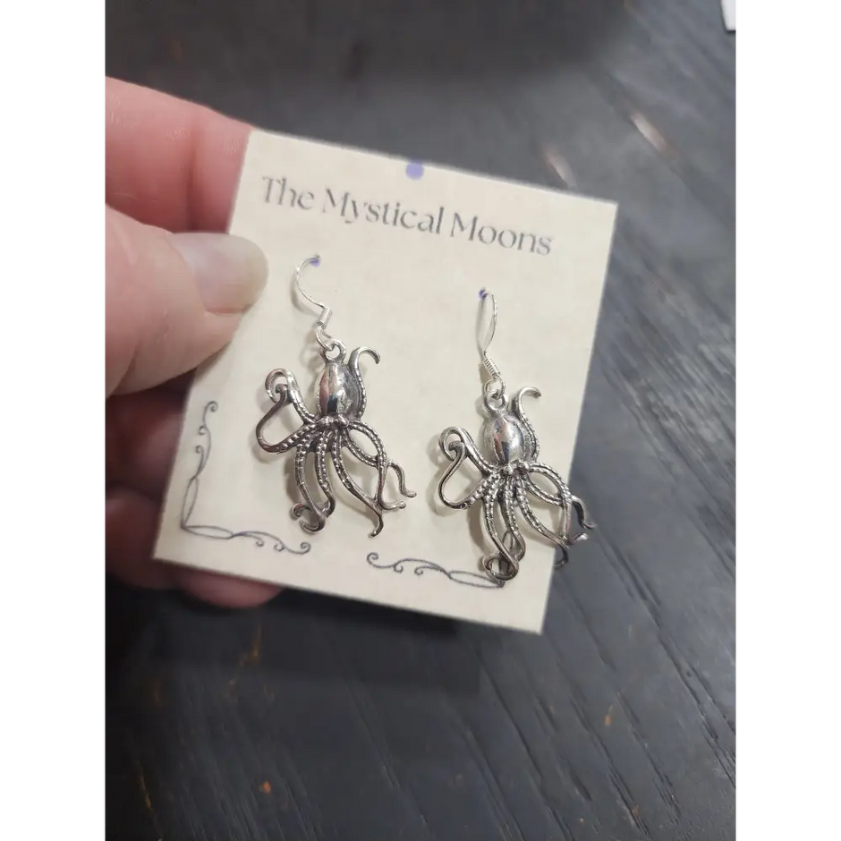 🐙 Sterling Silver Octopus Earrings - 1 1/8’’ 🌊 - Jewelry