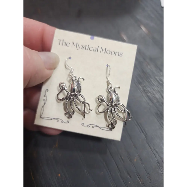 🐙 Sterling Silver Octopus Earrings - 1 1/8’’ 🌊 - Jewelry
