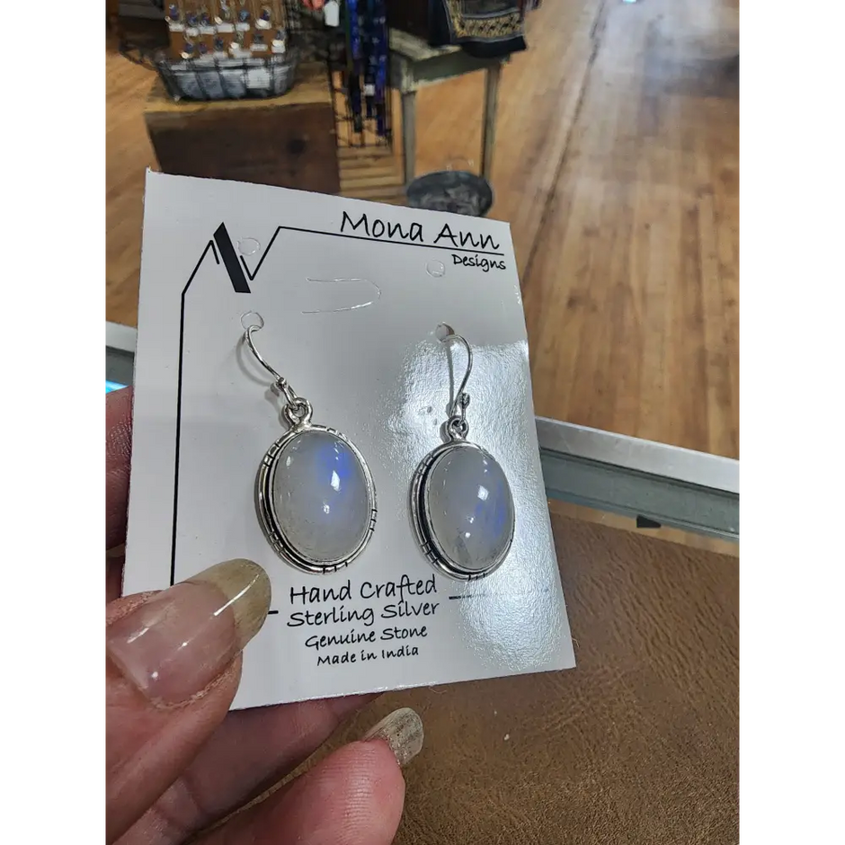 🌙✨ Sterling Silver Rainbow Moonstone Earrings – Lunar Light & Intuitive Beauty! 💎 - Jewelry