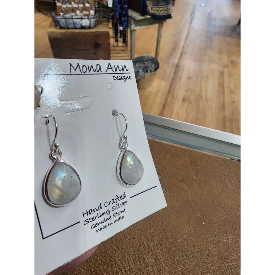 🌙✨ Sterling Silver Rainbow Moonstone Teardrop Earrings – Divine Feminine & Lunar Magic! 💎 - Jewelry