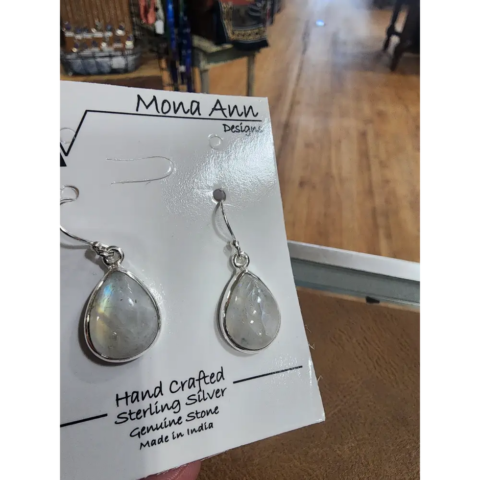🌙✨ Sterling Silver Rainbow Moonstone Teardrop Earrings – Divine Feminine & Lunar Magic! 💎 - Jewelry